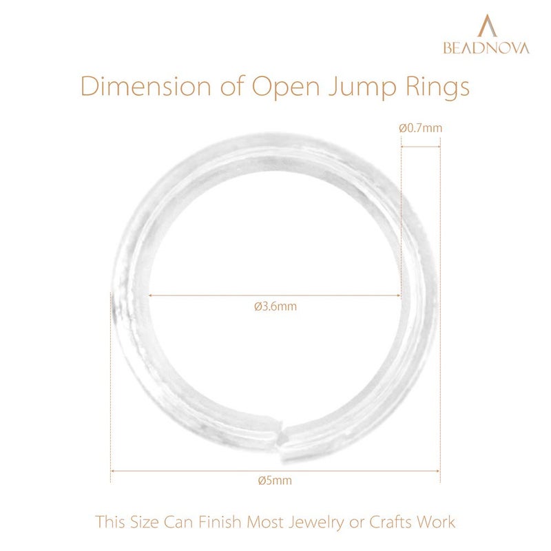 BEADNOVA 5mm Jump Rings for Jewelry Making Silver Open Jump Rings for Earrings and Keychains (300Pcs) - Image 3
