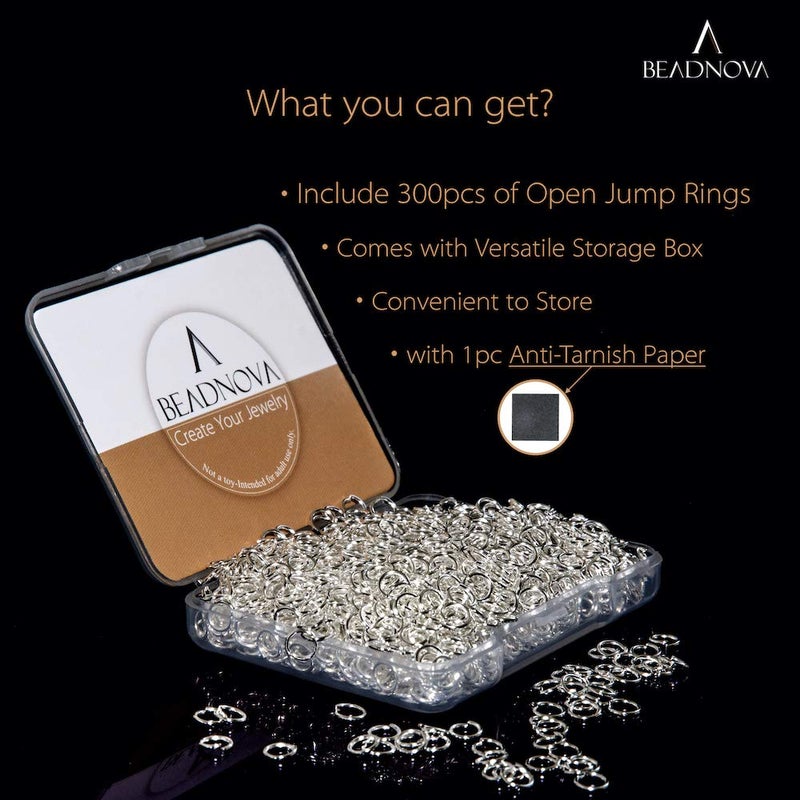 BEADNOVA 5mm Jump Rings for Jewelry Making Silver Open Jump Rings for Earrings and Keychains (300Pcs) - Image 2