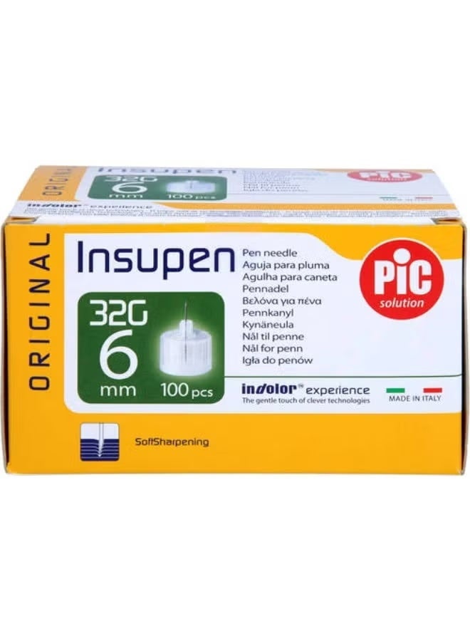 PIC Original Insupen insulin pen needles, 32G size, 6mm length, in a box of 100 pieces. - Image 2