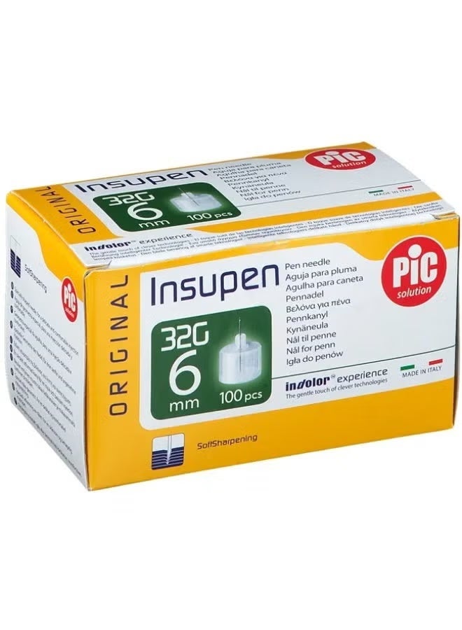 PIC Original Insupen insulin pen needles, 32G size, 6mm length, in a box of 100 pieces. - Image 3