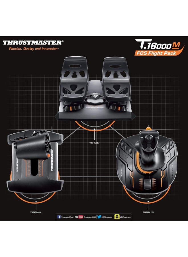 THRUSTMASTER T16000M FCS Flight Pack - Complete Flight Control System with Joystick, Throttle, and Rudder Pedals, Featuring H.E.A.R.T HallEffect AccuRate Technology for PC - Image 4