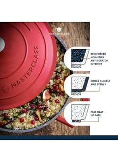 MASTERCLASS MasterClass Small Casserole Dish with Lid 2.5L/20 cm, Lightweight Cast Aluminium, Induction Hob and Oven Safe, Red  - Image 4