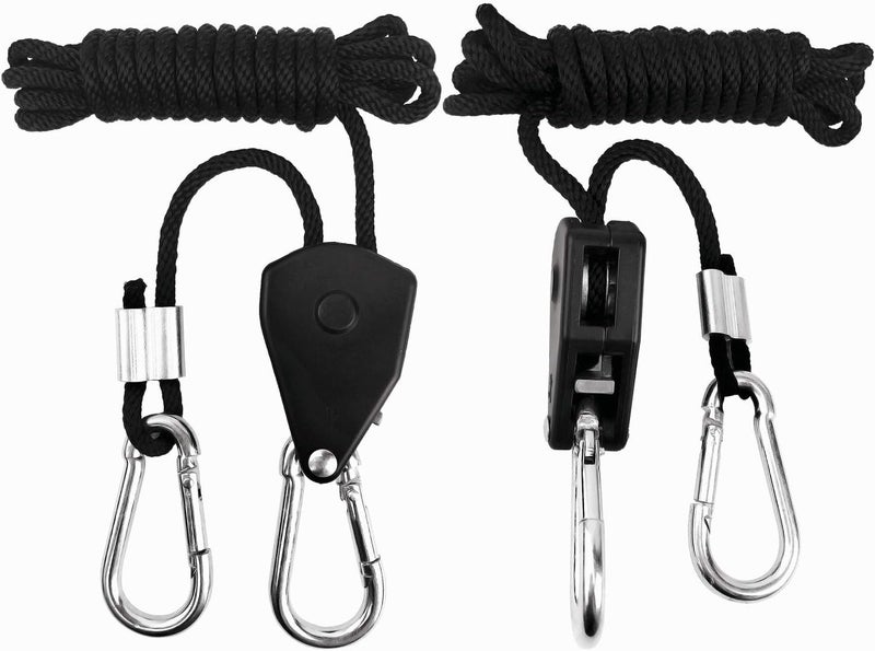 vanleno 6 Pairs 1/8 inch Adjustable Heavy Duty Rope Hanger - Reinforced Metal Internal Gears Ratchets foe Growing Light Fixtures, Loose-Proof Design, 8-ft Long & 150lbs Weight Capacity - Image 5