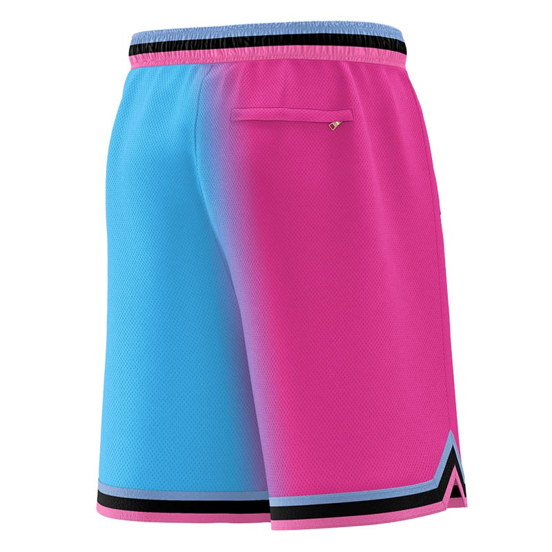 KXK Menâ€™s Mesh Basketball Shorts,Athletic Shorts Gym Running Training Shorts with Pockets Pink/Blue - Image 2