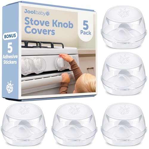 Jool Baby Clear Stove Knob Covers 5 Pack Child Safety Guards Durable Design Baby Proof - Image 1