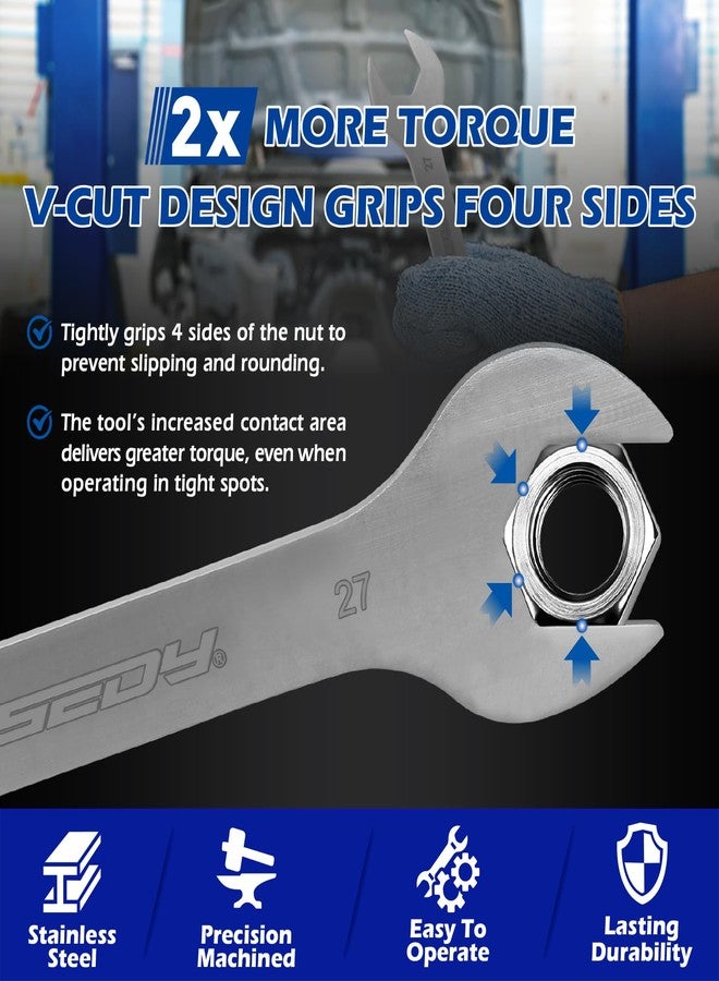 SEDY 10-Piece Super Thin Open-End Wrench Set, Metric 5.5-27mm, 3mm Thickness Slim Wrench Set for Tight Spaces, Nickel Plated Flat Wrenches with Rolling Storage Pouch - Image 5