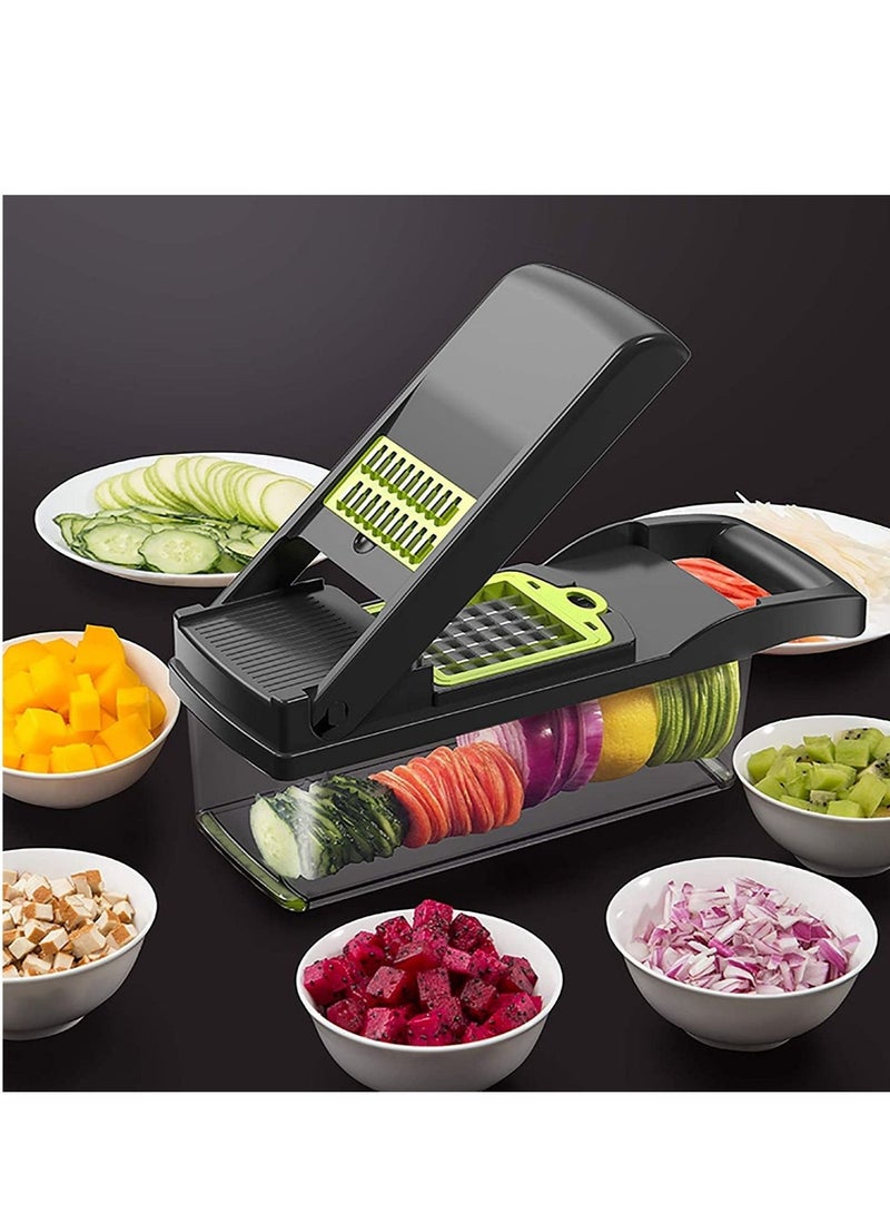 ELTRAZONE Vegetable Chopper Slicer Dicer - 12 -in -1 Onion Chopper Fruits Cutter Mandoline Slicer Food Chopper/Cutter with 7 Stainless Steel Blades, Adjustable Slicer & Dicer with Storage Container - Image 1