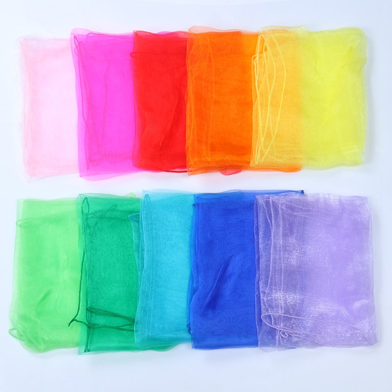 61 Children'S Day Kindergarten Performance Small Gauze Solid Color Chiffon Nylon Children'S Dance Silk Scarf Square Scarf - Image 3