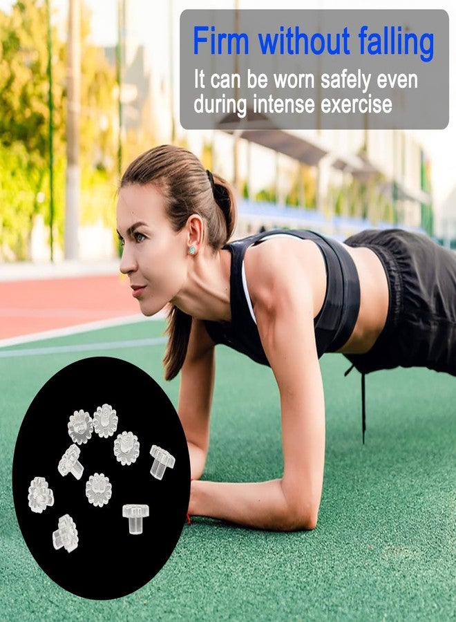 سورس تون أقراط زهور من الراتنج من سورس تون، 5 أزواج، مناسبة للأذنين الحساسة، أقراط بلاستيكية خفيفة الوزن مع ظهر مطاطي ناعم، تصميم متدرج الألوان يشبه الكريستال للاستخدام اليومي - Image 5