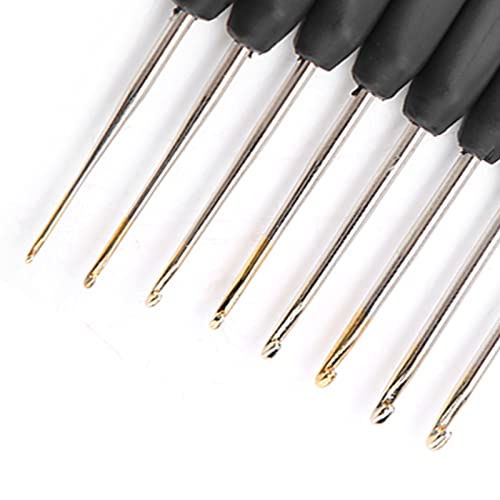Hilitand 8Pcs Black Fine Soft Handle Crochet Hooks Set, 1mm 1.25mm 1.5mm 1.75mm 2mm 2.25mm 2.5mm 2.75mm Plastic Knitting Crochet Hooks Ergonomic - Image 5