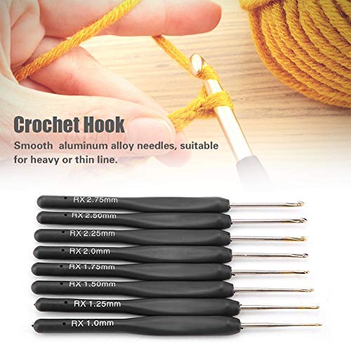 Hilitand 8Pcs Black Fine Soft Handle Crochet Hooks Set, 1mm 1.25mm 1.5mm 1.75mm 2mm 2.25mm 2.5mm 2.75mm Plastic Knitting Crochet Hooks Ergonomic - Image 3