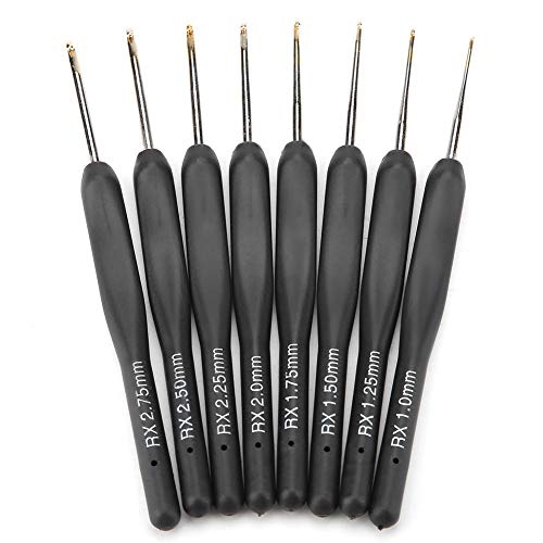 Hilitand 8Pcs Black Fine Soft Handle Crochet Hooks Set, 1mm 1.25mm 1.5mm 1.75mm 2mm 2.25mm 2.5mm 2.75mm Plastic Knitting Crochet Hooks Ergonomic - Image 1
