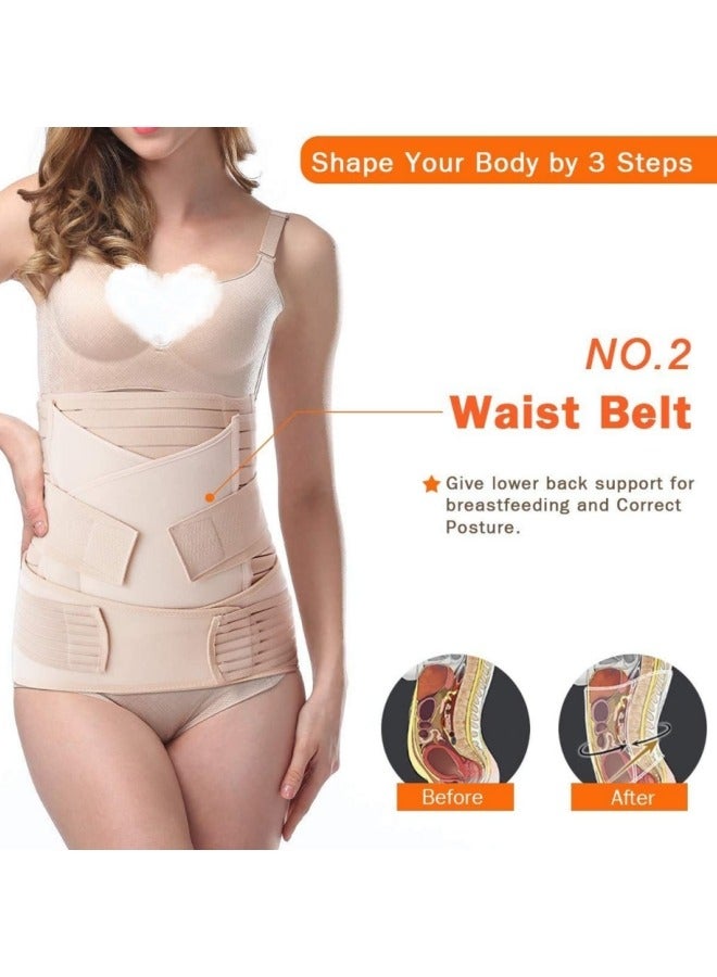 HALAMODO 3 in 1 Postpartum Belly Support Recovery Belly/Waist/Pelvis Belt C Section Postpartum Belly Wrap Band Corset Waist Trainer  - Image 4