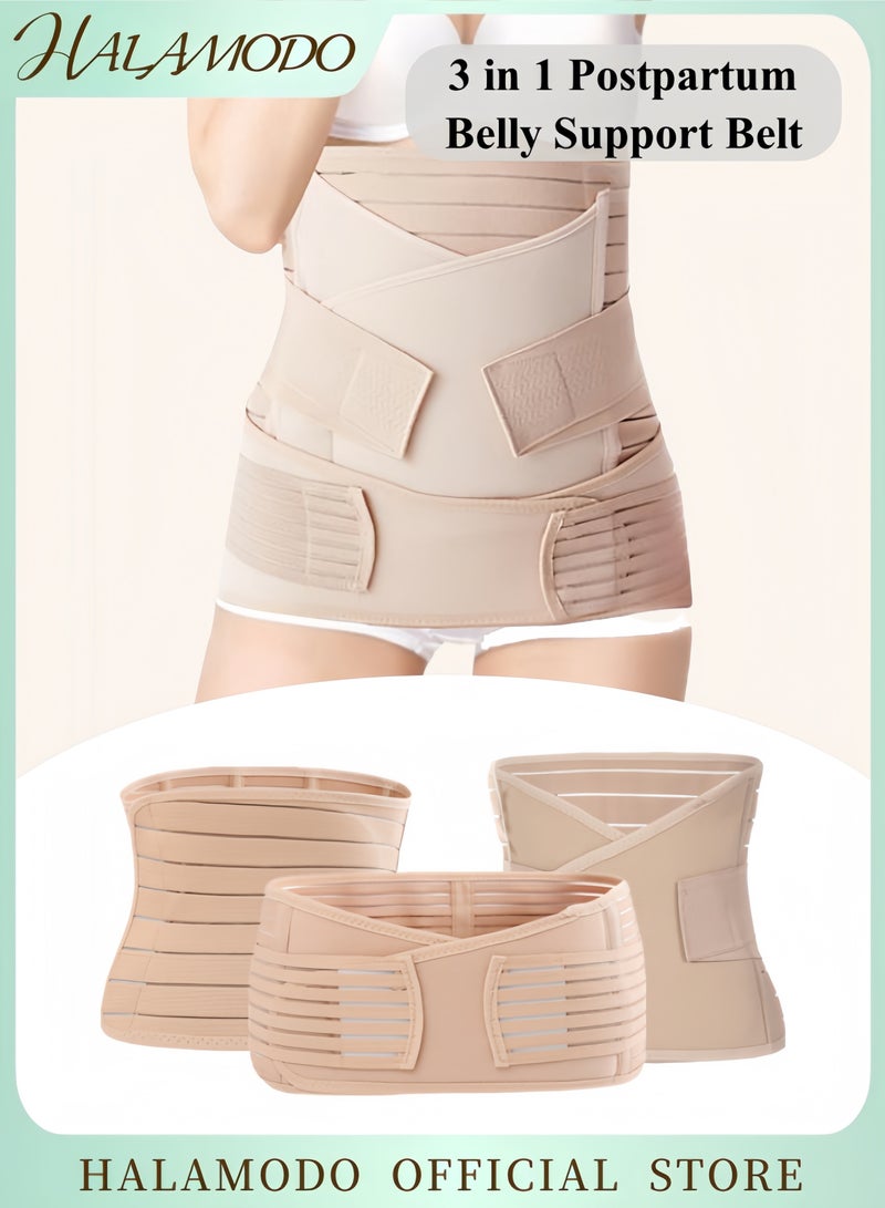 HALAMODO 3 in 1 Postpartum Belly Support Recovery Belly/Waist/Pelvis Belt C Section Postpartum Belly Wrap Band Corset Waist Trainer  - Image 1