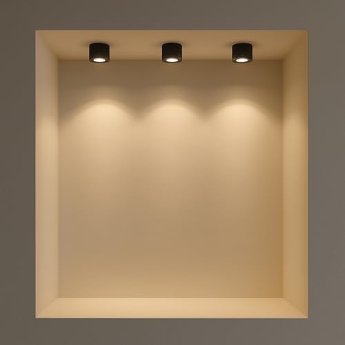 Craftfry كرافت فري 3 واط ميكرو ميني ضوء LED مثبت على السطح - جسم أسود، ضوء أبيض دافئ، ارتفاع مدمج 2 سم وطول 3 سم - مثالي للمعابد، الرفوف، الإضاءة التزيينية، والإضاءة الموضعية عبوة من 3 - Image 4