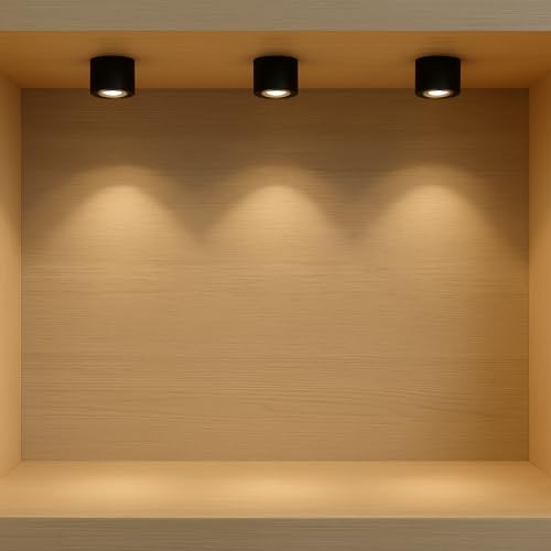 Craftfry كرافت فري 3 واط ميكرو ميني ضوء LED مثبت على السطح - جسم أسود، ضوء أبيض دافئ، ارتفاع مدمج 2 سم وطول 3 سم - مثالي للمعابد، الرفوف، الإضاءة التزيينية، والإضاءة الموضعية عبوة من 3 - Image 1