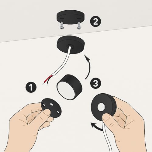 Craftfry كرافت فري 3 واط ميكرو ميني ضوء LED مثبت على السطح - جسم أسود، ضوء أبيض دافئ، ارتفاع مدمج 2 سم وطول 3 سم - مثالي للمعابد، الرفوف، الإضاءة التزيينية، والإضاءة الموضعية عبوة من 3 - Image 5