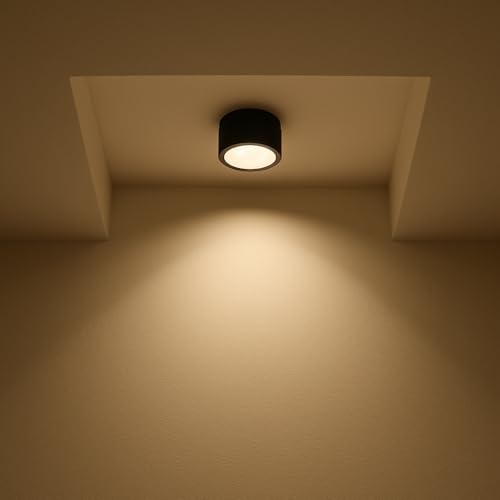 Craftfry كرافت فري 3 واط ميكرو ميني ضوء LED مثبت على السطح - جسم أسود، ضوء أبيض دافئ، ارتفاع مدمج 2 سم وطول 3 سم - مثالي للمعابد، الرفوف، الإضاءة التزيينية، والإضاءة الموضعية عبوة من 3 - Image 3