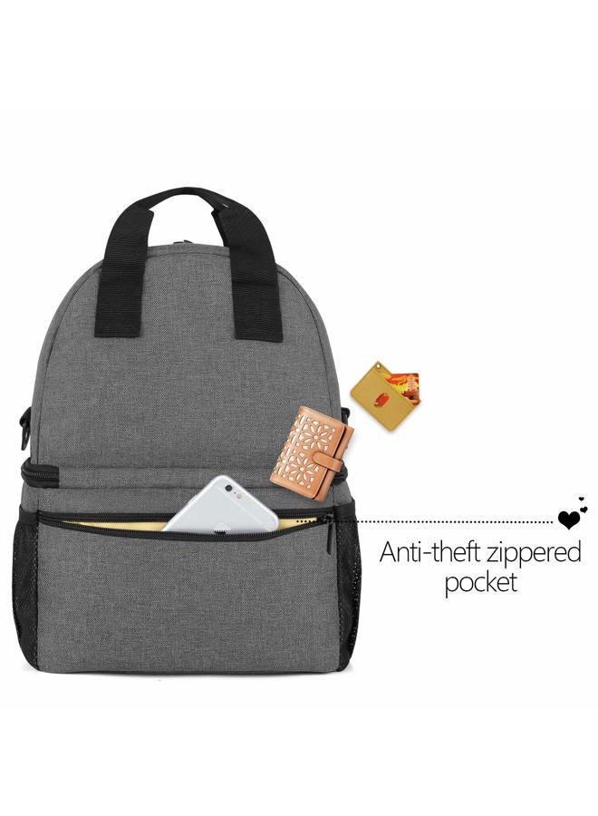 Teamoy Breast Pump Bag Tote with Cooler Compartment for Breast Pump, Cooler Bag, Breast Milk Bottles and More, Double Layer Pumping Bag for Working Moms(Bag Only) Tote Grey CATY10601 - Image 5