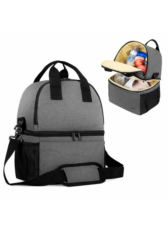 Teamoy Breast Pump Bag Tote with Cooler Compartment for Breast Pump, Cooler Bag, Breast Milk Bottles and More, Double Layer Pumping Bag for Working Moms(Bag Only) Tote Grey CATY10601 - Image 1