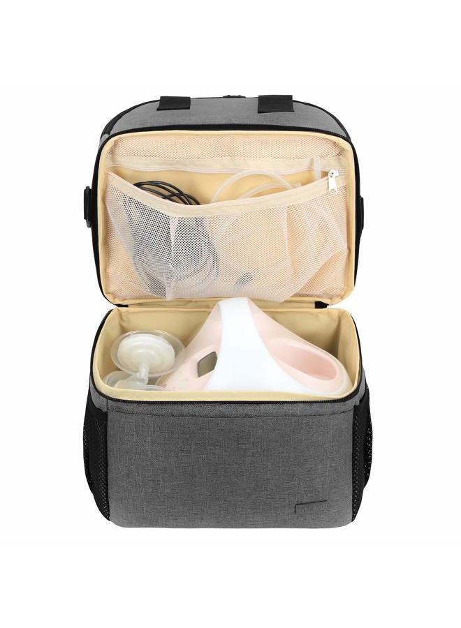 Teamoy Breast Pump Bag Tote with Cooler Compartment for Breast Pump, Cooler Bag, Breast Milk Bottles and More, Double Layer Pumping Bag for Working Moms(Bag Only) Tote Grey CATY10601 - Image 3