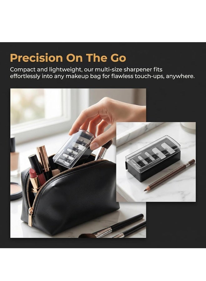 5 Hole Long Point Makeup Pencil Sharpener Black With Plastic Lid - Image 2