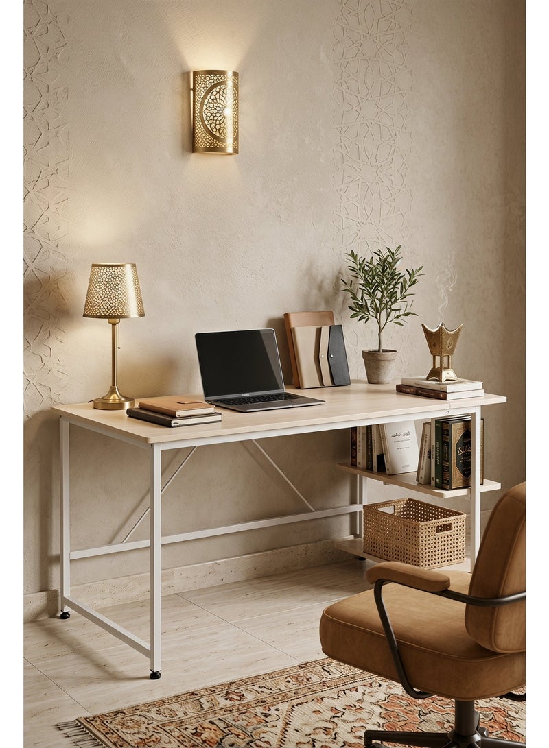 Visionnaire 130*55cm Home Office Table with Large Workstation, Study Desk and Computer Desk, Gaming Table with 3-layer Storage Shelf - Image 1