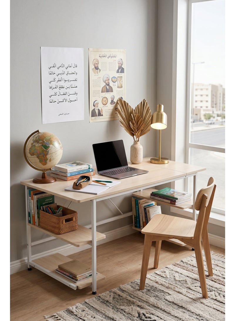 Visionnaire 130*55cm Home Office Table with Large Workstation, Study Desk and Computer Desk, Gaming Table with 3-layer Storage Shelf - Image 2
