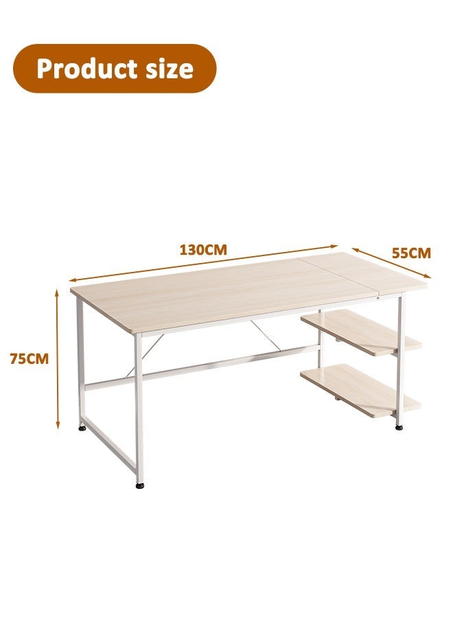 Visionnaire 130*55cm Home Office Table with Large Workstation, Study Desk and Computer Desk, Gaming Table with 3-layer Storage Shelf - Image 5