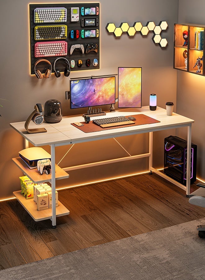 Visionnaire 130*55cm Home Office Table with Large Workstation, Study Desk and Computer Desk, Gaming Table with 3-layer Storage Shelf - Image 3