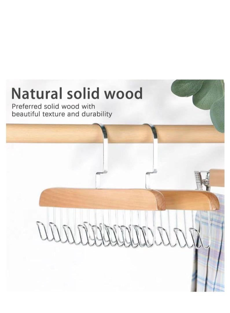 Golden Multifunctional Non-Slip Storage Hangers, Wooden Belt Hanger for Closet, Multi Hook Coat Hanger, Tank Top Bra Hanger, Closet Accessories Organizer Hooks for Belts,Ties,Scarf (8 Hooks, Natural)  - Image 5