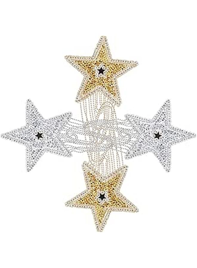 Star Shaped Rhinestone Clothes Patches DIY 4Pcs Wear Resistant Fabric Appliques For Jackets Hats - Image 1