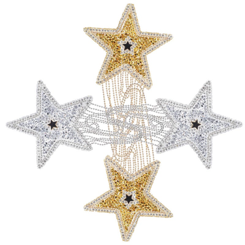 Star Shaped Rhinestone Clothes Patches DIY 4Pcs Wear Resistant Fabric Appliques For Jackets Hats - Image 2