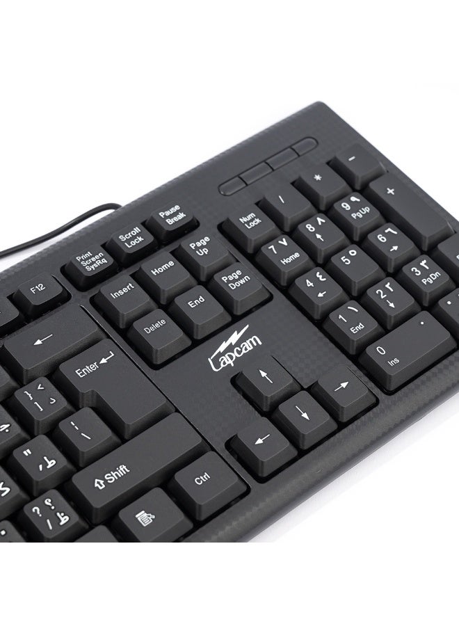 كيبورد عربي انجليزي بأزرار سلسة وقابلة لتحمل. كيبورد سلكي للأعمال والمكاتب. كيبورد عربي بعمر طويل. كيبورد اسود - Image 3