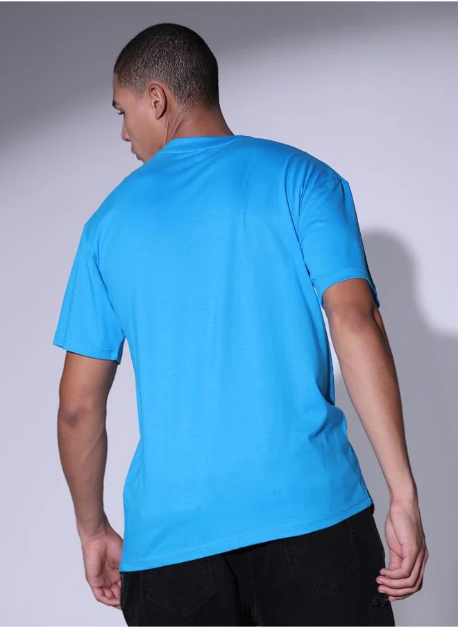 هوبرهولمي Men's Regular Fit Blue Cotton T-Shirt with Classic Look and Soft Comfort