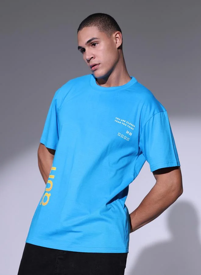 Hubberholme  Men's Regular Fit Blue Cotton T-Shirt with Classic Look and Soft Comfort for Men | Best Price UAE