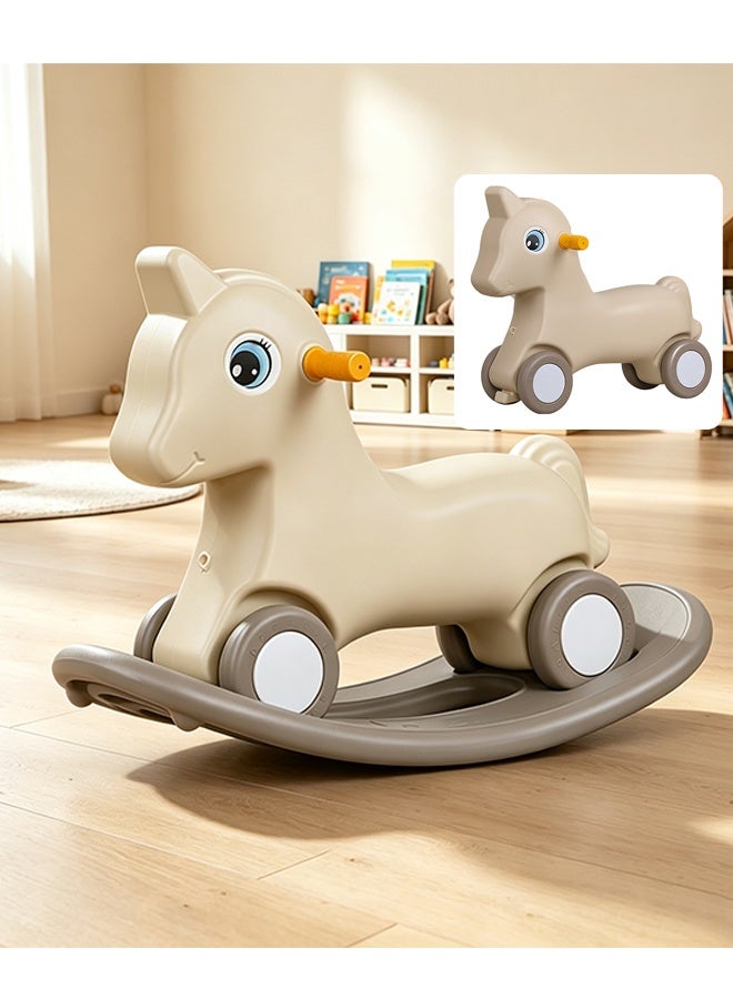 Baby Rocking Horse, Kids Ride‑On Toy with Detachable Rocker Base, Silent Wheels, Anti‑Slip Safe Toddler Rocker Toy Suitable for Boys and Girls to Play Indoors and Outdoors  (Brown) - Image 1