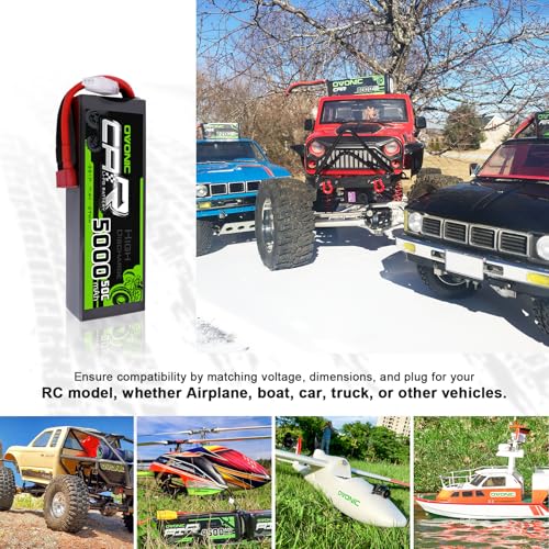 OVONIC 7.4V Lipo Battery 5000mAh 50C 2S Lipo Battery Pack HardCase with Dean-Style T Plug for RC Car Bigfoot Arrma Axial Losi Slash Buggy and Monster Truck - Image 5