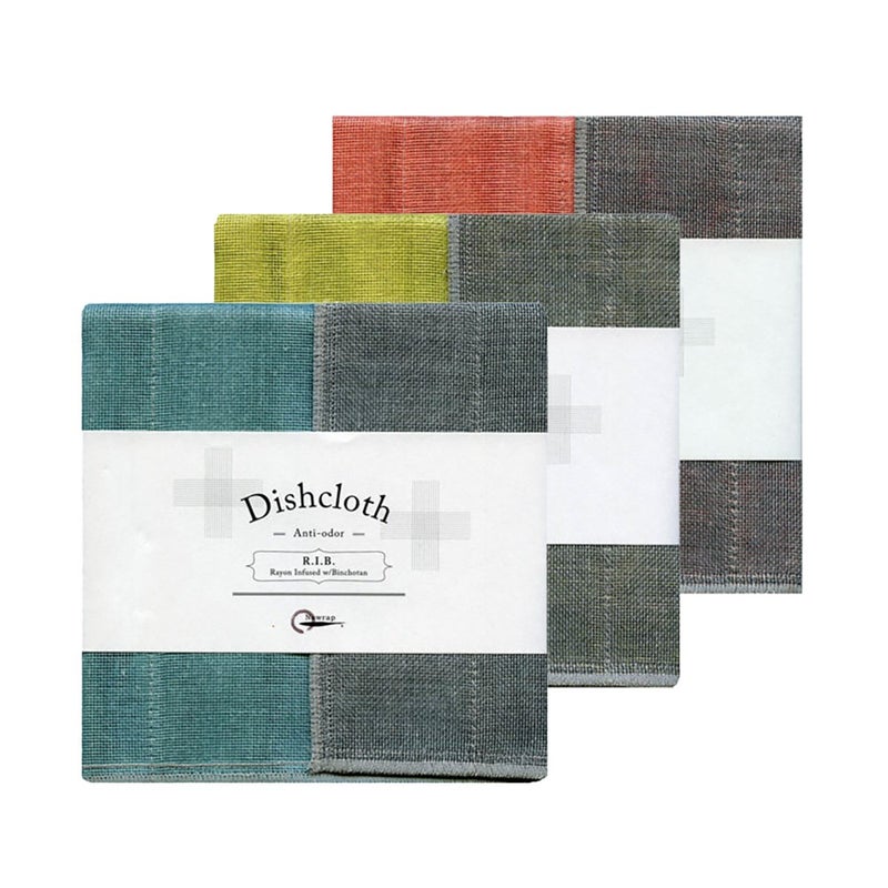Nawrap Binchotan Charcoal Dishcloths Naturally AntiOdor Set of 3 Turquoise Coral  Citrus