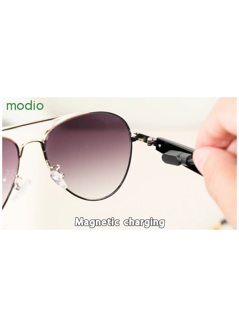 modio Modio MG05 Smart Audio Sunglasses with Built-in Bluetooth Speakers, UVB 400 Protection, Hands-Free Calling, Music Streaming, and Multi-Functional Touch Controls – Stylish Gold Frame for Outdoor & Everyday Use - Image 5