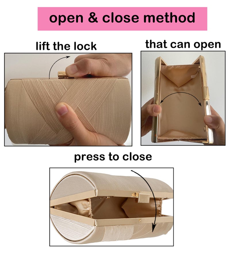 Wytidian Clutch Purses for Women Formal Evening Clutch Purse Shoulder Cross Body Bags for Wedding Party Handbag with Tassel (Champagne Gold) - Image 5
