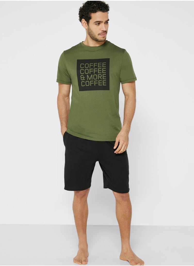 Seventy Five - Coffee & More Coffee Pyjama Shorts Set - Image 1