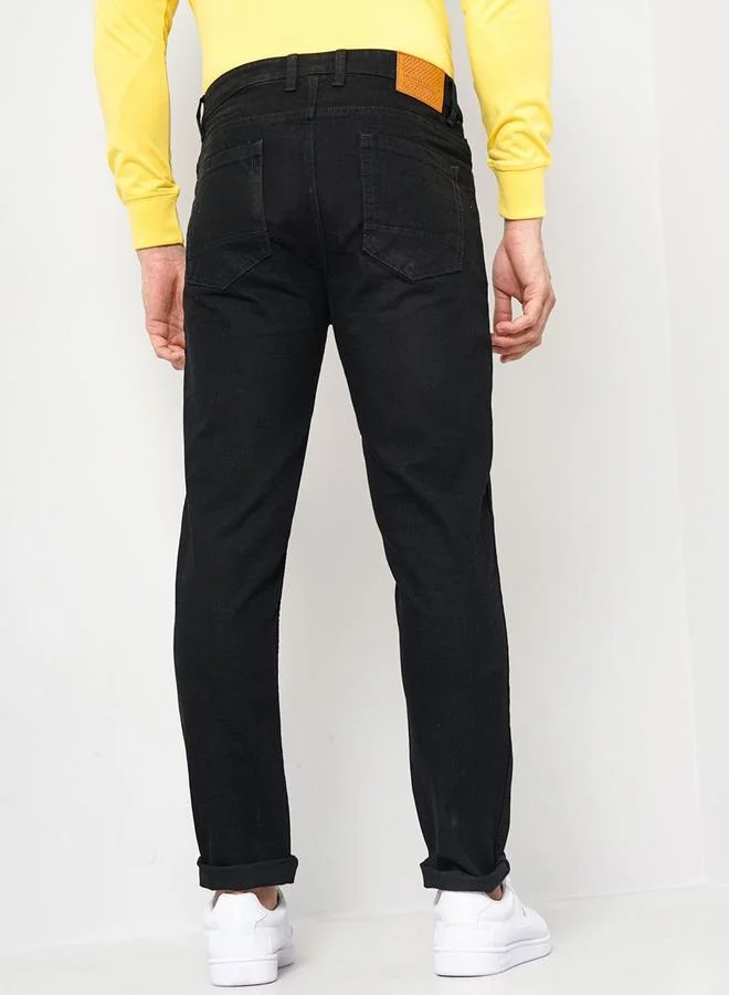 The Indian Garage Co The Indian Garage Co Men Black Mid Rise Slim Fit Solid Jeans