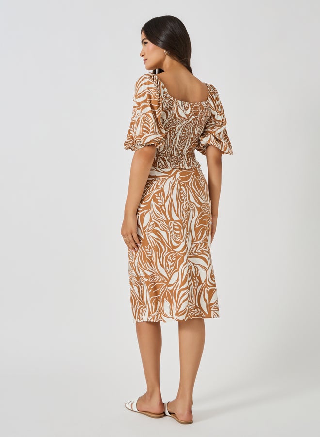 Styli All-Over Print Square Neck Cropped Top and Column Skirt Co-Ords  - Image 4