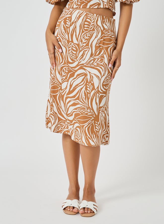 Styli All-Over Print Square Neck Cropped Top and Column Skirt Co-Ords  - Image 5