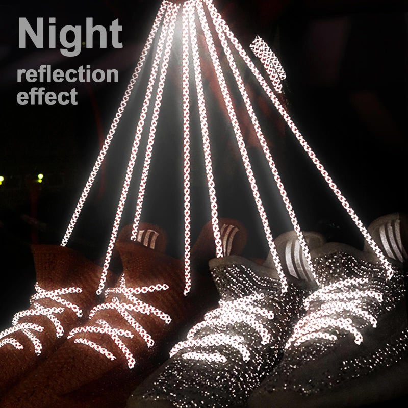DELELE 2 Pairs 4/25" Thick Round Reflective Shoe Laces White Safety Highlight Rope 47 inches - Image 4