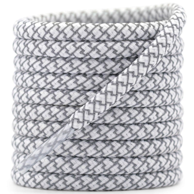 DELELE 2 Pairs 4/25" Thick Round Reflective Shoe Laces White Safety Highlight Rope 47 inches - Image 1