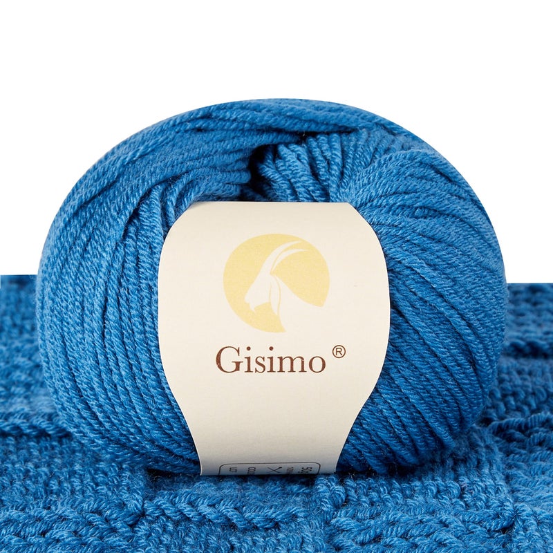 Gisimo 100% Merino Wool Yarn, 6-Ply Luxurious and Soft Yarn for Hand Knitting & Crocheting, 1.76 OZ/50g, 127 yds/116 Meters(Jazz Blue, 1 Ball) - Image 1