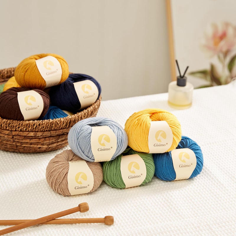 Gisimo 100% Merino Wool Yarn, 6-Ply Luxurious and Soft Yarn for Hand Knitting & Crocheting, 1.76 OZ/50g, 127 yds/116 Meters(Jazz Blue, 1 Ball) - Image 5