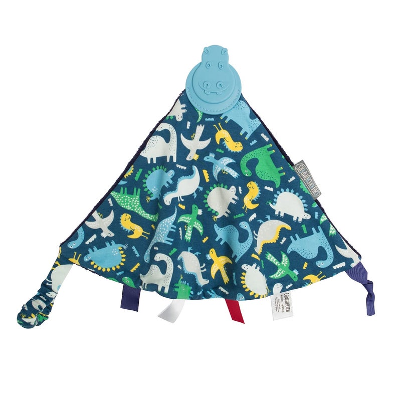 Cheeky Chompers Comfortchew  Baby Lovey with Silicone Teether  Sensory Tags  Soft Fleece Material Attachable Loop Machine Washable  Baby Dino - Image 3